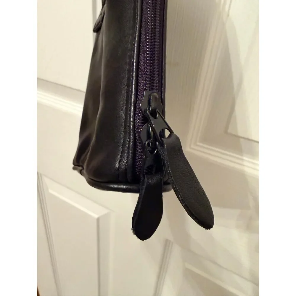 Vintage J. JILL Nubuck Leather black super soft Crossbody Organizer Purse.